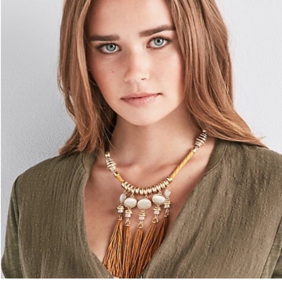 Lucky Brand Gold Mustard OCHRE Fringe Necklace - Picture 2 of 7